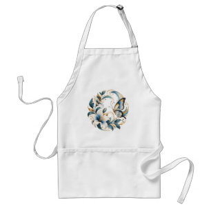 Avental de Cozinha com Coroa Botânica em Aquarela