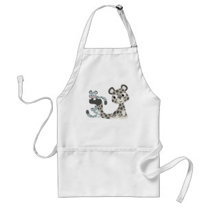 Avental de cozinha com desenho de leopardo-das-nev
