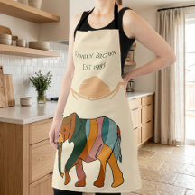 Avental de Cozinha de Família Elefante Personaliza