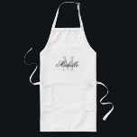 avental de cozinha gourmet personalizado para home<br><div class="desc">avental de cozinha gourmet personalizado para homens | mulheres. Nome elegante de CHURRASCO monograma/pratos de assar para ele e para ela. Simples design moderno com texto clássico e letra inicial monogramada. Design preto e branco básico. Os cozinhar de churrasco estão disponíveis no beige khaki, amarelo e branco comum. Versão longa...</div>