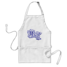 Avental de cozinheiro gráfico azul e branco "Mãe"