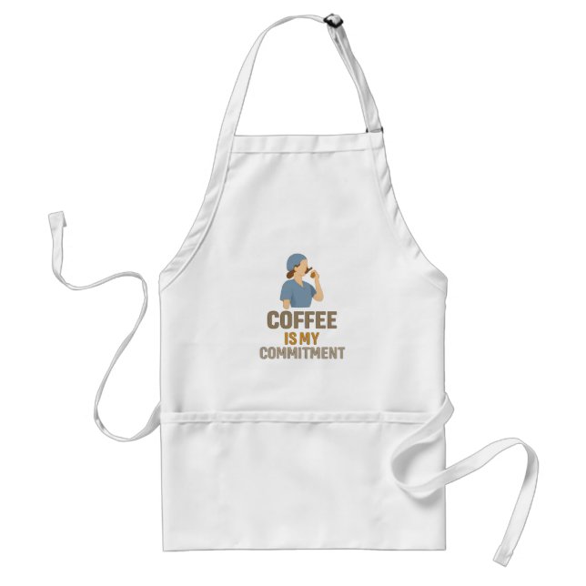 Avental de Enfermeira Meu Compromisso é Café - Caf (Frente)