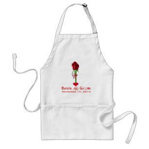 Avental de Noiva com Fontes Funky e Rosas Vermelha