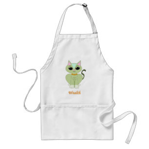 Avental Desenho animado de gato fofo verde