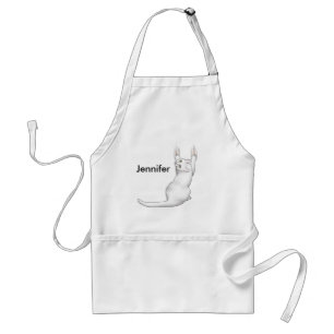 Avental Desenho de desenho de gato branco arranhando e ras