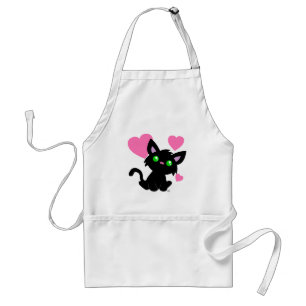 Avental Dia de os namorados Gatinho Preto Pron Branco