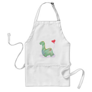Avental Dinossauro Verde Bonito Com Eu Te Amo Balão Do Co