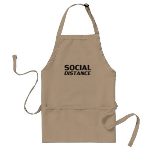 Avental Distância social, branco preto