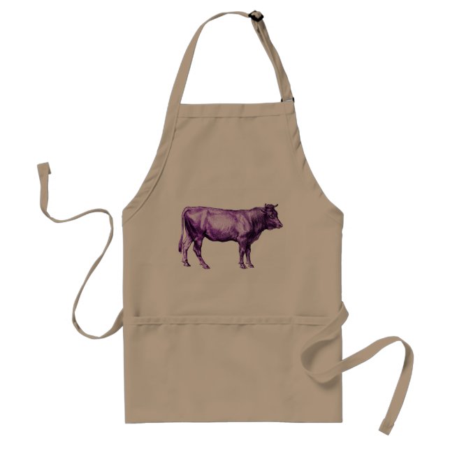 Avental Do cozinheiro chefe roxo de Bull da vaca do (Frente)