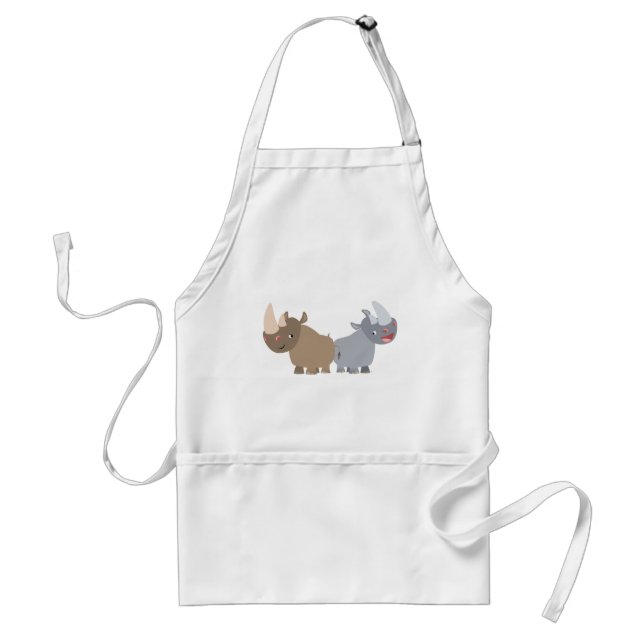 Avental Dois Cartoons Rhinos Cozinhar Apron (Frente)