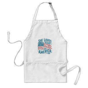 Avental Ela Ama Jesus e a América Também Bandeira dos EUA