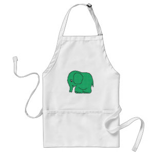 Avental Elefante verde-ponto-cruzado engraçado