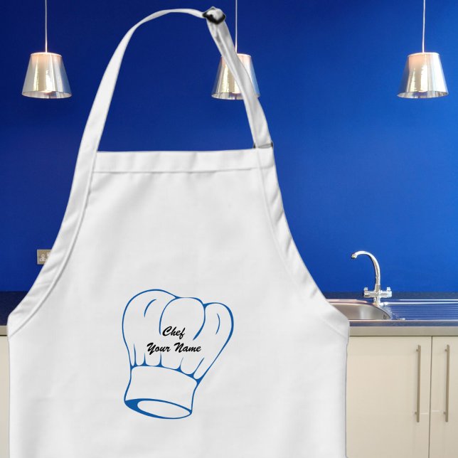 Avental Elegant Dark Blue Chef's Hat Mens (Cook in style and with a sense of humor with our fun customizable apron. )