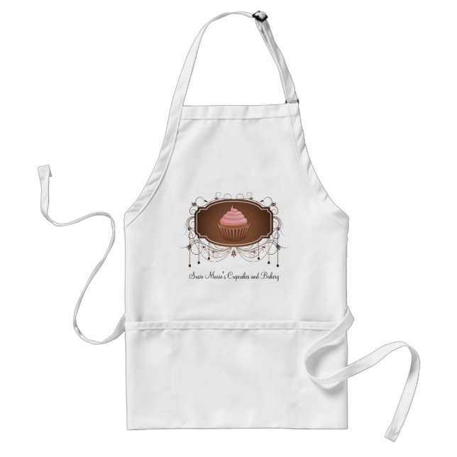 Avental Elegant Glamour Mocha Damask Cupcake Design (Frente)
