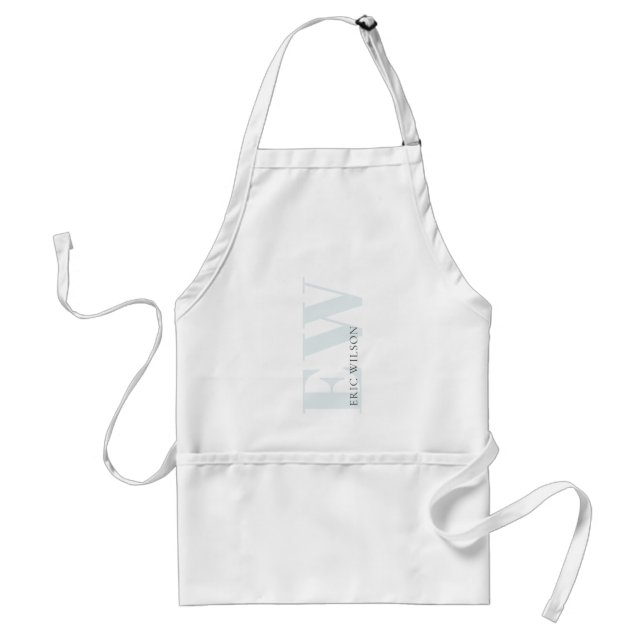 Avental Elegant Simple Minimal Soft Sky Blue Monogram Name (Frente)