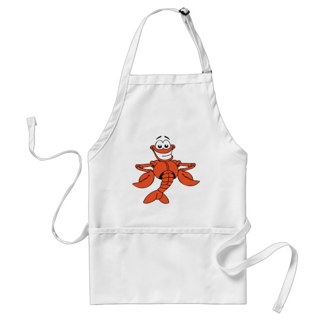 Avental Engraçado ORANGE CARTOON LOBSTER sorrindo alegre d (Frente)