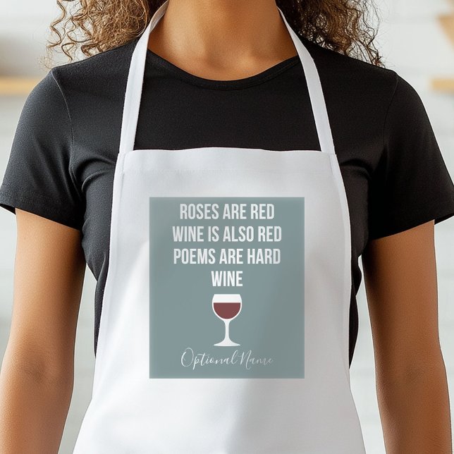 Avental Engraçado Poema de Vinho - Vinho é Poesia Vermelha (Personalized Kitchen Apron)