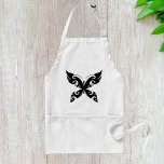 Avental Estilo de Tinta Preta Negros Branca com Tatuagem d<br><div class="desc">Cozinhe em estilo com este avental mostrando um design de borboleta tribal ousado. O impressionante gráfico de tinta preta adiciona talento artístico à sua roupa de cozinha,  fazer-o perfeito para chefs caseiros,  amantes de CHURRASCOS ou entusiastas do artesanato. Durável,  funcional e na moda para uso diário.</div>