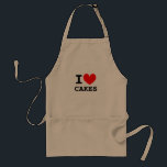 Avental Eu adoro bolos | Personalizável em prótons de cora<br><div class="desc">Eu adoro bolos | Personalizável em placas de coração para homens e mulheres. Personalizado,  adoro modelo design. Pedras personalizadas de assar e CHURRASCO em amarelo,  bege ou branco. Boa ideia de presente na cozinha para os entusiastas do cozinheiro e cozinheiros.</div>