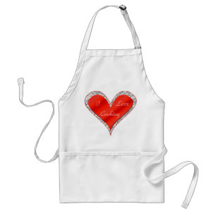 Avental Eu adoro Cozinhar Heart Apron