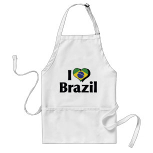 Avental Eu Amo a Bandeira do Brasil