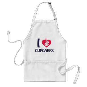 Avental Eu amo Camiseta de Cupcakes