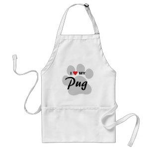 Avental Eu amo (coração) meu Pug Pawprint
