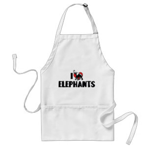 Avental Eu Amo Elefantes Coração - Amante de Elefantes
