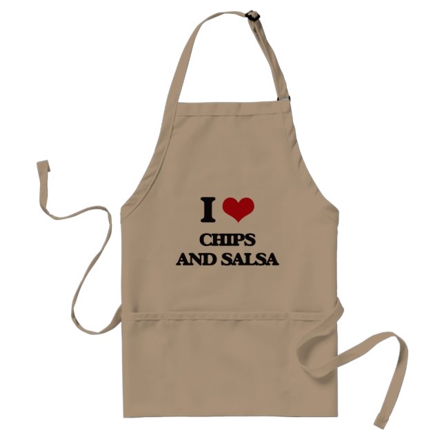 Avental Eu amo microplaquetas e salsa (Frente)