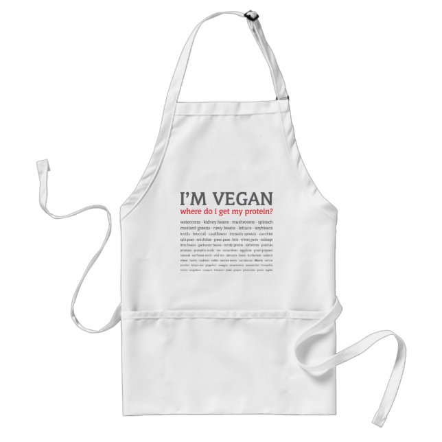 Avental Eu sou Vegan: De onde eu obtenho minha proteína? (Frente)