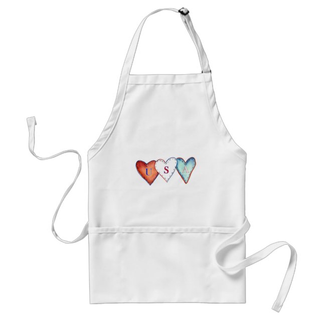Avental EUA Red, White e Blue American Pride Heart Apron (Frente)