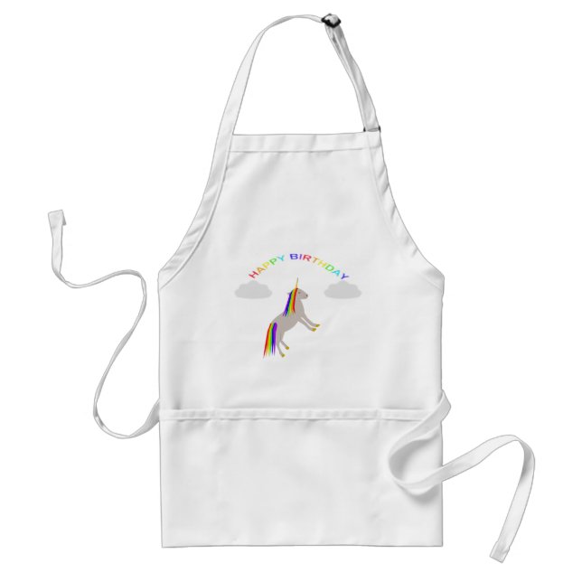 Avental Fantasy Birthday Unicorn Rainbow and Clouds (Frente)