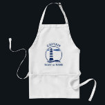 Avental Farol náutico Capitão Barco ou Marinho Azul<br><div class="desc">Um Design de farol personalizado com Capitão Personalizado ou outro Título e o Nome do Barco ou outro texto personalizado em Azul Marinho em um Chef de CHURRASCO Adulto Apron. Faz um presente de excelente e uma conversa para qualquer ocasião.</div>