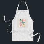 Avental Feliz e Natal colorido brilhante<br><div class="desc">Elegante vintage gráfico tipografia feliz natal em diversão festiva. Parte de uma coleção de feriados divertida.</div>