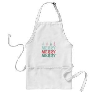 Avental Feliz Feliz Feliz com Árvores de Natal Pastel Boho
