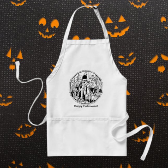 Avental Feliz Halloween Sassustrow Apron (Happy Halloween Scarecrow Apron)