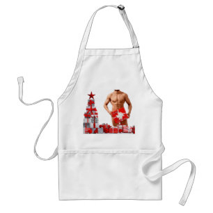 Avental Feliz Natal SlipperyJoe prata branca