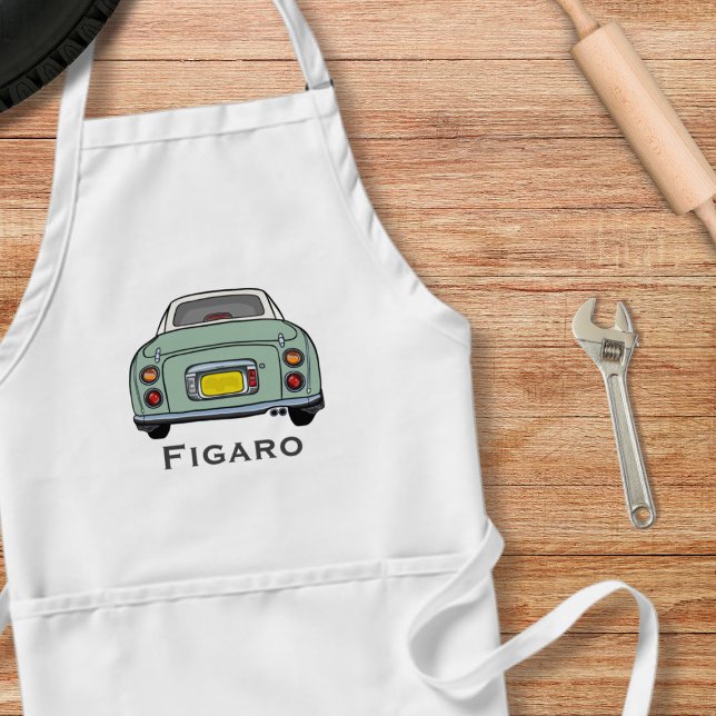 Avental Figuras - Nome do Motor do Fígaro Verde Bonito (A emerald green figaro apron perfect for the kitchen or garage. Add your name!)