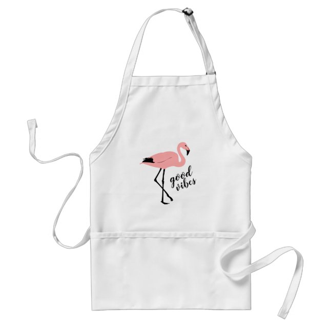 Avental Flamingo Good Vibes Pink Black Cute Apron (Frente)