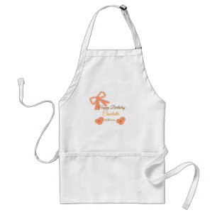 Avental Flor de arco-íris laranja pastel com nome de anive