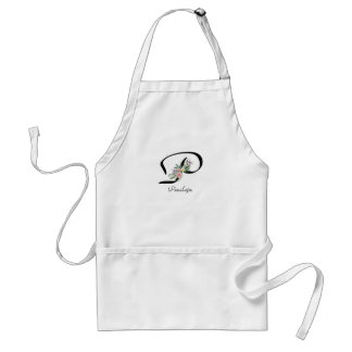 Avental Floral Monogram letter P Retirement Apron