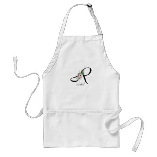 Avental Floral Monogram letter R Retirement Apron
