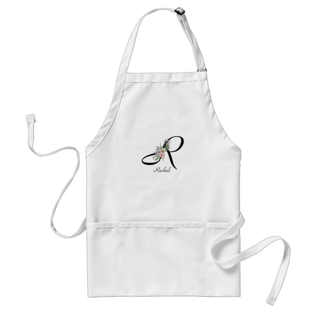 Avental Floral Monogram letter R Retirement Apron (Frente)