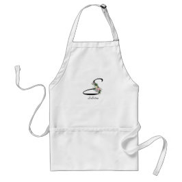 Avental Floral Monogram letter S Retirement Apron