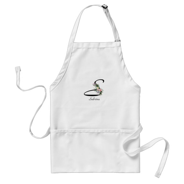 Avental Floral Monogram letter S Retirement Apron (Frente)