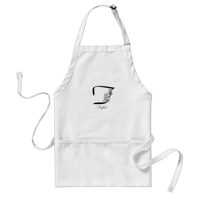 Avental Floral Monogram letter T Retirement Apron (Frente)