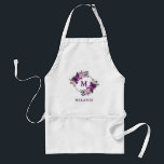 Avental floral roxo do cabeleireiro e do<br><div class="desc">Avental floral ultravioleta roxo do monograma e do nome da aguarela do cabeleireiro e do maquilhador</div>