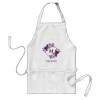 Avental floral roxo do cabeleireiro e do