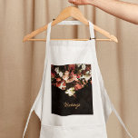 Avental Flores de outono personalizadas Impressão estiliza<br><div class="desc">Flores de outono Personalizadas Estilizadas Apron Padrão. O design de avental artístico exibe um elegante impressão de imagens estilizado de flores rústicas de outono. As flores de outono são apresentadas de cabeça para baixo e sobre um sutil fundo texturizado de flor preta com pistas de cor. A cópia pode ser...</div>
