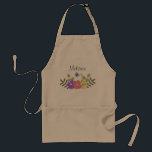 Avental Flores Femininas bonito e Borboleta Personalizadas<br><div class="desc">Bonito design floral com borboleta azul e personalização fofa.</div>